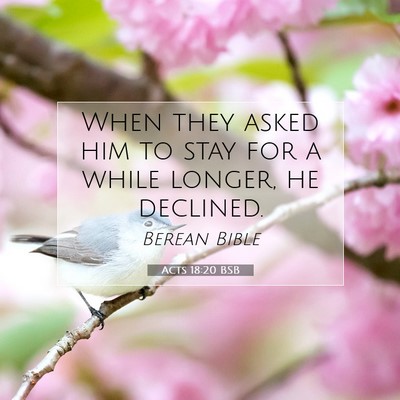 Picture 07 - Acts 18:20 BSB - When they asked him to stay for a while longer, - Bible Verse Picture