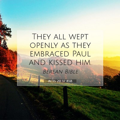Picture 07 - Acts 20:37 BSB - They all wept openly as they embraced Paul and - Bible Verse Picture
