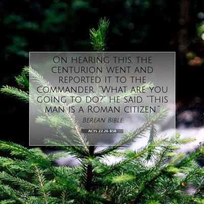 Picture 07 - Acts 22:26 BSB - On hearing this, the centurion went and reported - Bible Verse Picture
