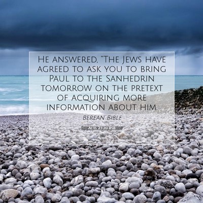 Picture 07 - Acts 23:20 BSB - He answered, “The Jews have agreed to ask you - Bible Verse Picture