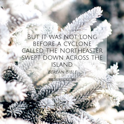 Picture 07 - Acts 27:14 BSB - But it was not long before a cyclone called the - Bible Verse Picture
