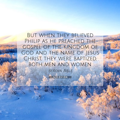 Picture 07 - Acts 8:12 BSB - But when they believed Philip as he preached the - Bible Verse Picture