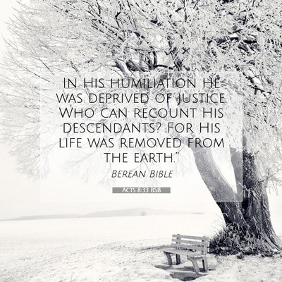 Picture 07 - Acts 8:33 BSB - In His humiliation He was deprived of justice. - Bible Verse Picture