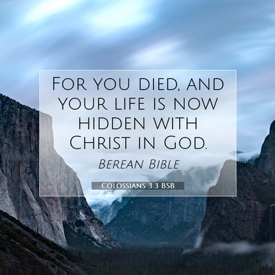 Picture 07 - Colossians 3:3 BSB - For you died, and your life is now hidden with - Bible Verse Picture