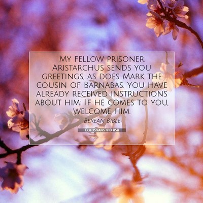 Picture 07 - Colossians 4:10 BSB - My fellow prisoner Aristarchus sends you - Bible Verse Picture