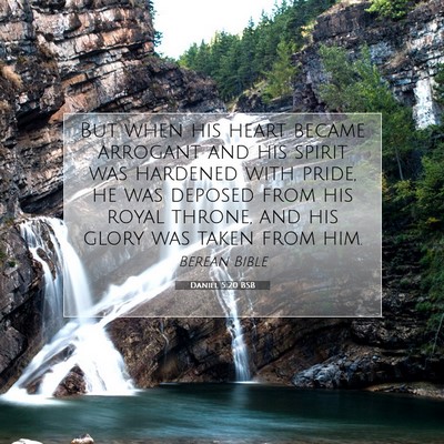 Picture 07 - Daniel 5:20 BSB - But when his heart became arrogant and his spirit - Bible Verse Picture