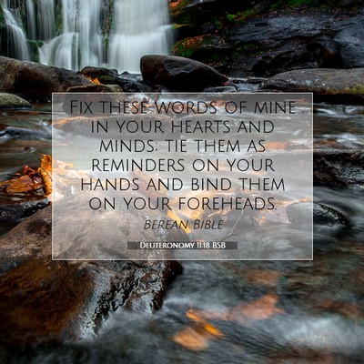 Picture 07 - Deuteronomy 11:18 BSB - Fix these words of mine in your hearts and minds; - Bible Verse Picture
