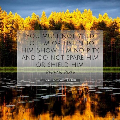 Picture 07 - Deuteronomy 13:8 BSB - you must not yield to him or listen to him. Show - Bible Verse Picture