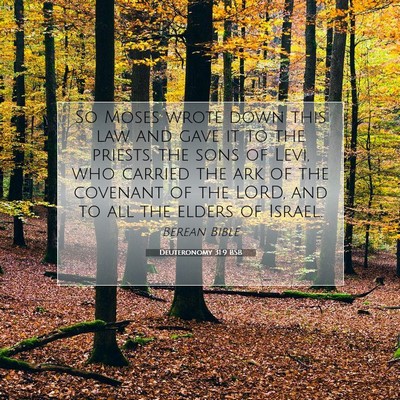 Picture 07 - Deuteronomy 31:9 BSB - So Moses wrote down this law and gave it to the - Bible Verse Picture