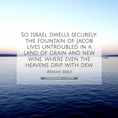 Picture 07 - Deuteronomy 33:28 BSB - So Israel dwells securely; the fountain of Jacob - Bible Verse Picture
