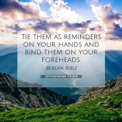 Picture 07 - Deuteronomy 6:8 BSB - Tie them as reminders on your hands and bind them - Bible Verse Picture