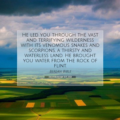 Picture 07 - Deuteronomy 8:15 BSB - He led you through the vast and terrifying - Bible Verse Picture