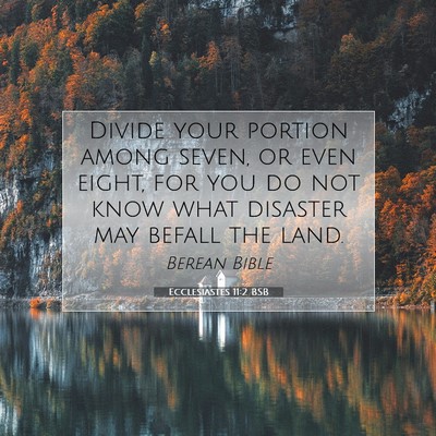 Picture 07 - Ecclesiastes 11:2 BSB - Divide your portion among seven, or even eight, - Bible Verse Picture