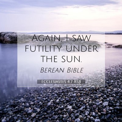 Picture 07 - Ecclesiastes 4:7 BSB - Again, I saw futility under the - Bible Verse Picture