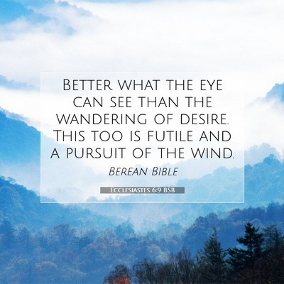 Picture 07 - Ecclesiastes 6:9 BSB - Better what the eye can see than the wandering of - Bible Verse Picture