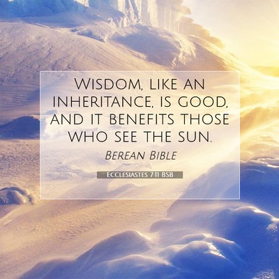 Picture 07 - Ecclesiastes 7:11 BSB - Wisdom, like an inheritance, is good, and it - Bible Verse Picture