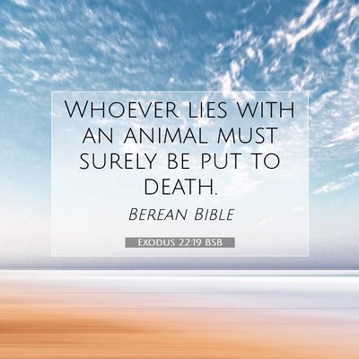 Picture 07 - Exodus 22:19 BSB - Whoever lies with an animal must surely be put to - Bible Verse Picture