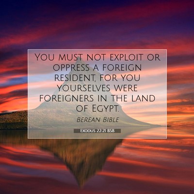 Picture 07 - Exodus 22:21 BSB - You must not exploit or oppress a foreign - Bible Verse Picture