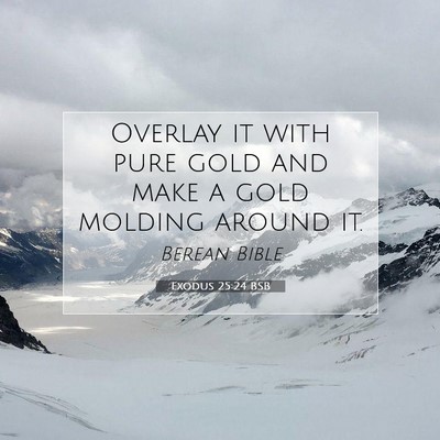 Picture 07 - Exodus 25:24 BSB - Overlay it with pure gold and make a gold molding - Bible Verse Picture