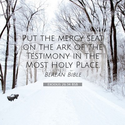Picture 07 - Exodus 26:34 BSB - Put the mercy seat on the ark of the Testimony in - Bible Verse Picture