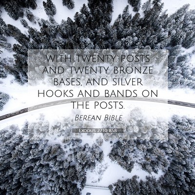 Picture 07 - Exodus 27:10 BSB - with twenty posts and twenty bronze bases, and - Bible Verse Picture