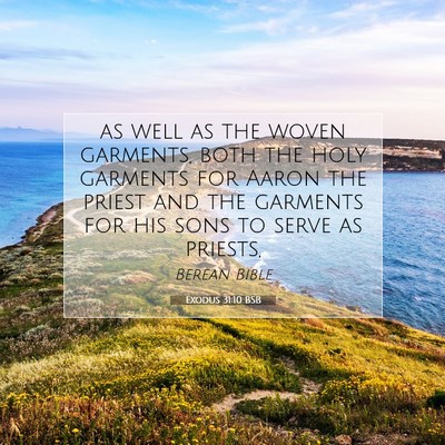 Picture 07 - Exodus 31:10 BSB - as well as the woven garments, both the holy - Bible Verse Picture