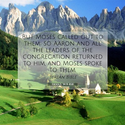 Picture 07 - Exodus 34:31 BSB - But Moses called out to them; so Aaron and all - Bible Verse Picture