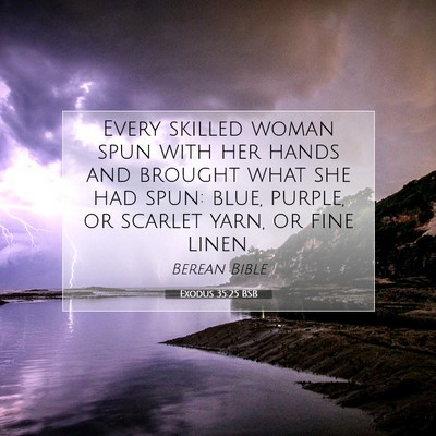 Picture 07 - Exodus 35:25 BSB - Every skilled woman spun with her hands and - Bible Verse Picture