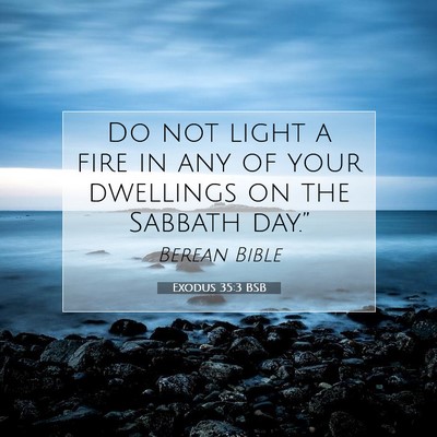 Picture 07 - Exodus 35:3 BSB - Do not light a fire in any of your dwellings on - Bible Verse Picture