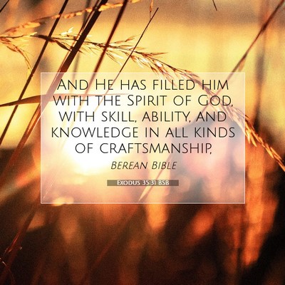 Picture 07 - Exodus 35:31 BSB - And He has filled him with the Spirit of God, - Bible Verse Picture