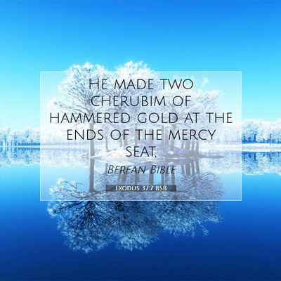 Picture 07 - Exodus 37:7 BSB - He made two cherubim of hammered gold at the ends - Bible Verse Picture