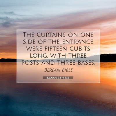 Picture 07 - Exodus 38:14 BSB - The curtains on one side of the entrance were - Bible Verse Picture