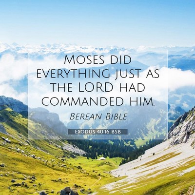 Picture 07 - Exodus 40:16 BSB - Moses did everything just as the LORD had - Bible Verse Picture