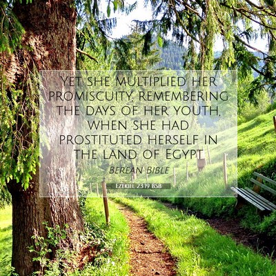 Picture 07 - Ezekiel 23:19 BSB - Yet she multiplied her promiscuity, remembering - Bible Verse Picture