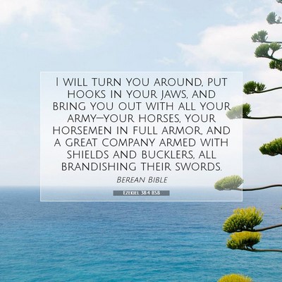 Picture 07 - Ezekiel 38:4 BSB - I will turn you around, put hooks in your jaws, - Bible Verse Picture
