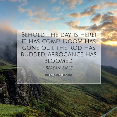 Picture 07 - Ezekiel 7:10 BSB - Behold, the day is here! It has come! Doom has - Bible Verse Picture
