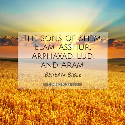 Picture 07 - Genesis 10:22 BSB - The sons of Shem: Elam, Asshur, Arphaxad, Lud, - Bible Verse Picture