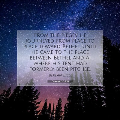 Picture 07 - Genesis 13:3 BSB - From the Negev he journeyed from place to place - Bible Verse Picture