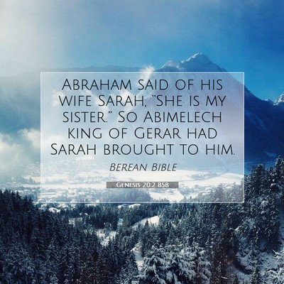 Picture 07 - Genesis 20:2 BSB - Abraham said of his wife Sarah, “She is my - Bible Verse Picture