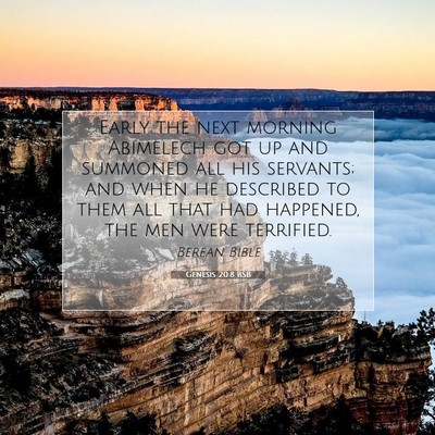 Picture 07 - Genesis 20:8 BSB - Early the next morning Abimelech got up and - Bible Verse Picture