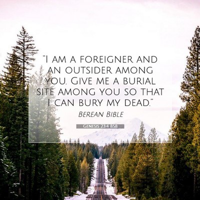 Picture 07 - Genesis 23:4 BSB - “I am a foreigner and an outsider among you. - Bible Verse Picture