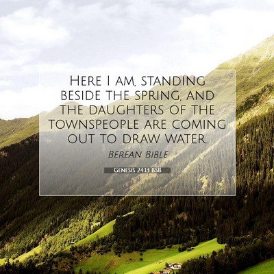 Picture 07 - Genesis 24:13 BSB - Here I am, standing beside the spring, and the - Bible Verse Picture