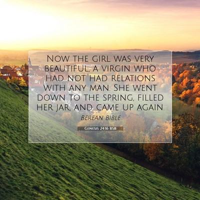 Picture 07 - Genesis 24:16 BSB - Now the girl was very beautiful, a virgin who had - Bible Verse Picture