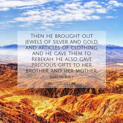 Picture 07 - Genesis 24:53 BSB - Then he brought out jewels of silver and gold, - Bible Verse Picture