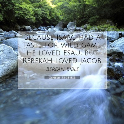 Picture 07 - Genesis 25:28 BSB - Because Isaac had a taste for wild game, he loved - Bible Verse Picture