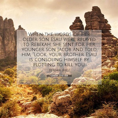 Picture 07 - Genesis 27:42 BSB - When the words of her older son Esau were relayed - Bible Verse Picture