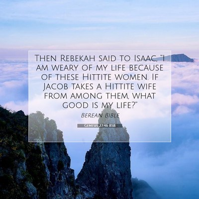 Picture 07 - Genesis 27:46 BSB - Then Rebekah said to Isaac, “I am weary of my - Bible Verse Picture