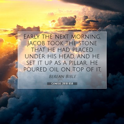 Picture 07 - Genesis 28:18 BSB - Early the next morning, Jacob took the stone that - Bible Verse Picture