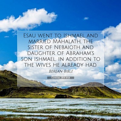Picture 07 - Genesis 28:9 BSB - Esau went to Ishmael and married Mahalath, the - Bible Verse Picture