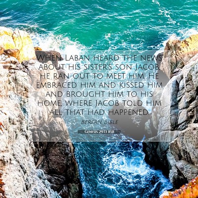 Picture 07 - Genesis 29:13 BSB - When Laban heard the news about his sister’s - Bible Verse Picture